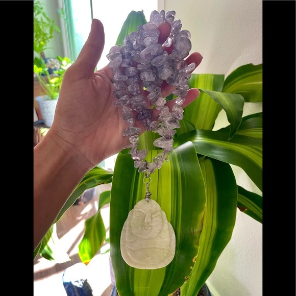 Amethyst & Serpentine Buddha Necklace